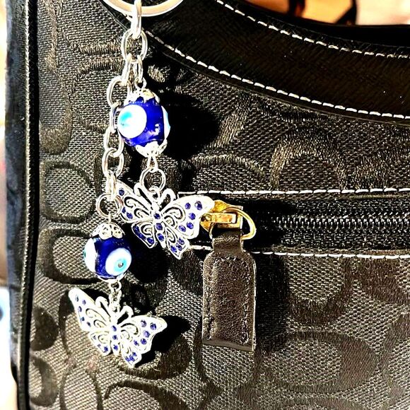 Evil Eye and Butterfly Purse Charm & Keychain - New - Picture 1 of 4